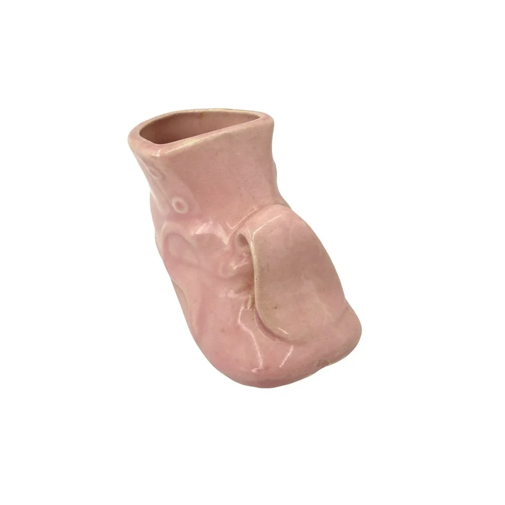 Vintage Pink Ceramic Baby Shoe Planter‎ Bootie Trinket Dish Mid Century Nursery